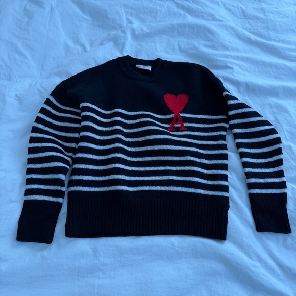 AMI Paris Striped Sweatshirt - Picture 1 of 2